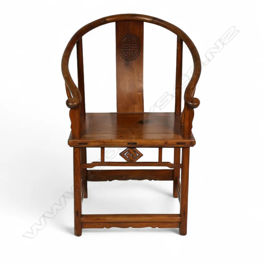 A Chinese 19thC Qing dynasty horseback armchair, Image 1++